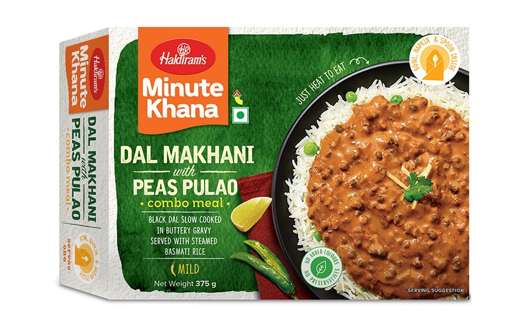 Haldiram's Minute Khana Dal Makhani With Peas Pulao Combo Meal   Box  375 grams